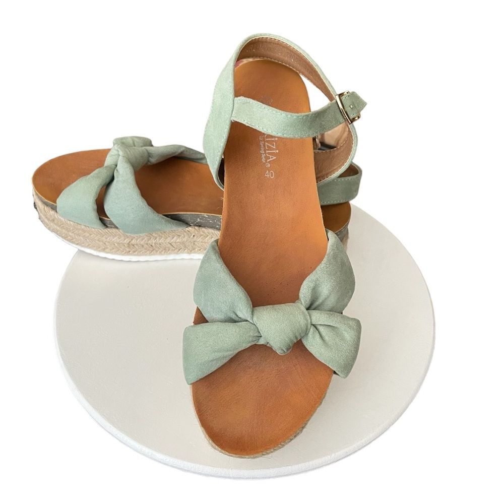 PATRIZIA BY SPRING STEP MADHURI MINT GREEN  ESPADRILLE PLATFORM SANDAL 40-US 9.5